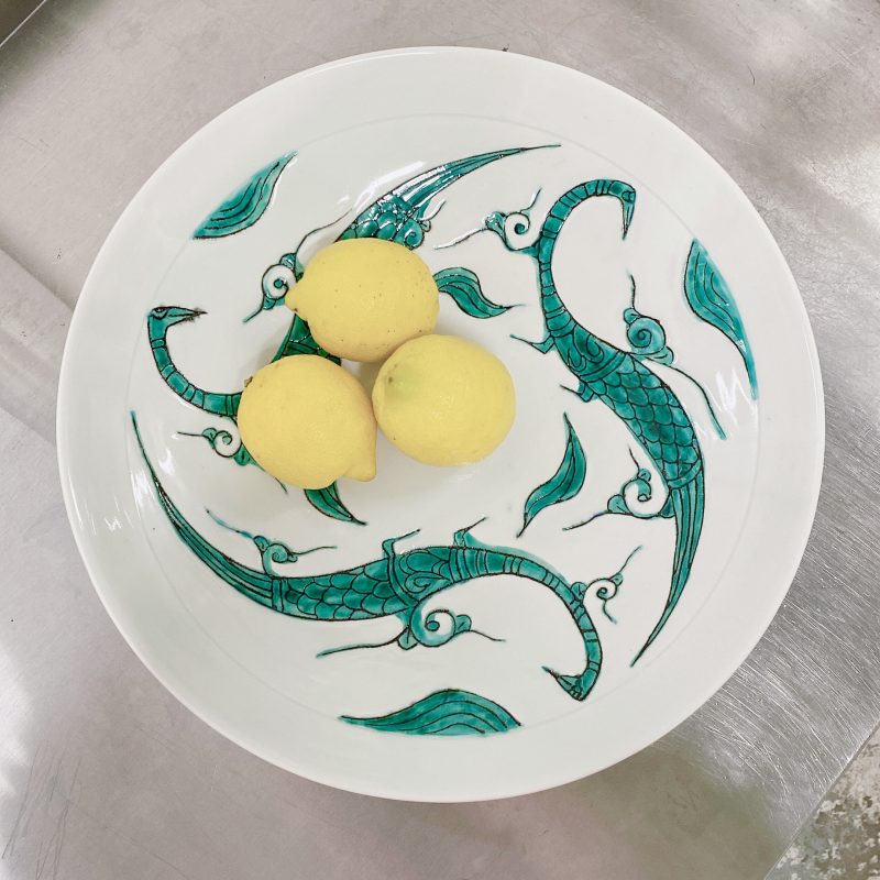 Large Centrepiece Plate (Green birds) - Image 3