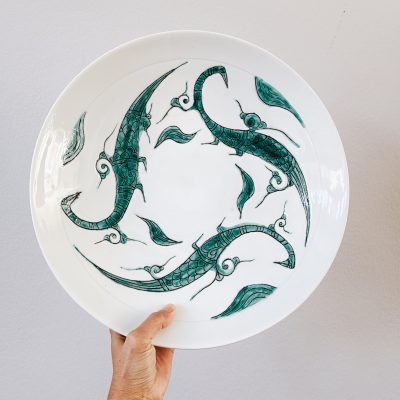 Large Centrepiece Plate (Green birds)
