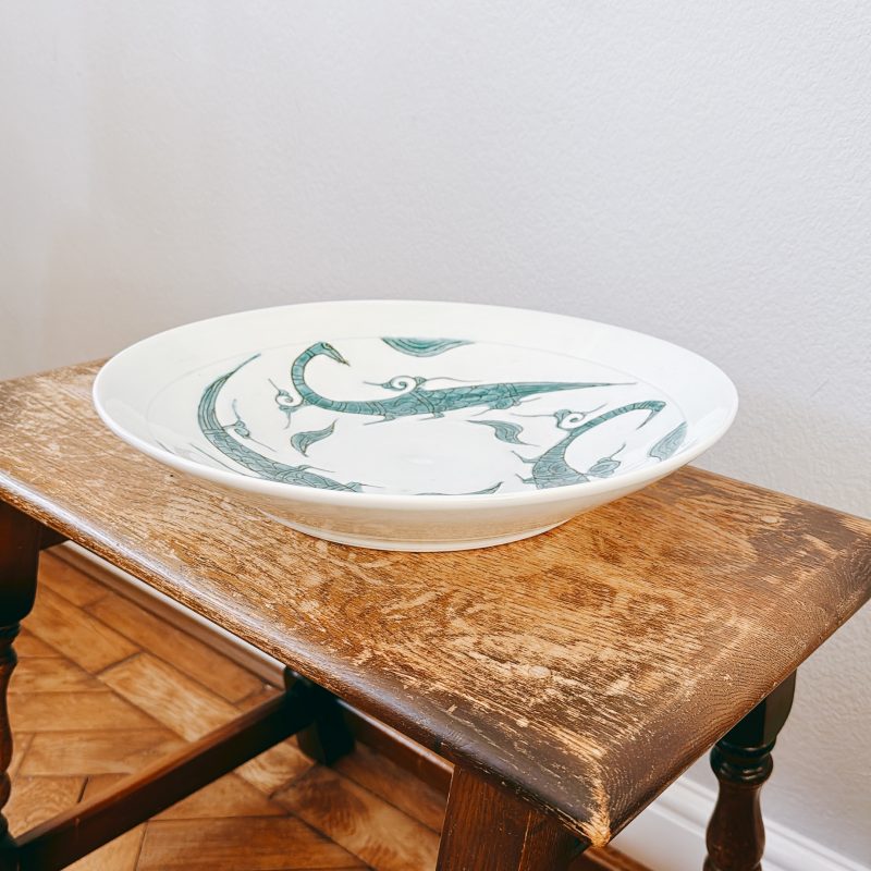 Large Centrepiece Plate (Green birds) - Image 4